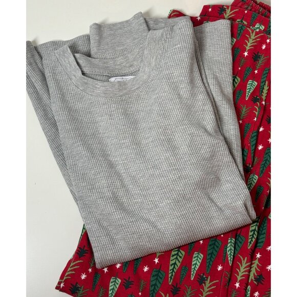 Mud Pie Christmas tree pajama Set Mens Medium red green pants waffle weave PJs - Picture 10 of 12